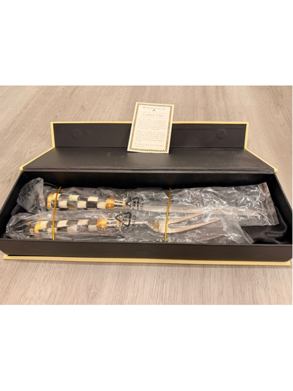 MacKenzie-Childs Courtly Check Roast Carving Set Knife Fork 11910-040 Retired